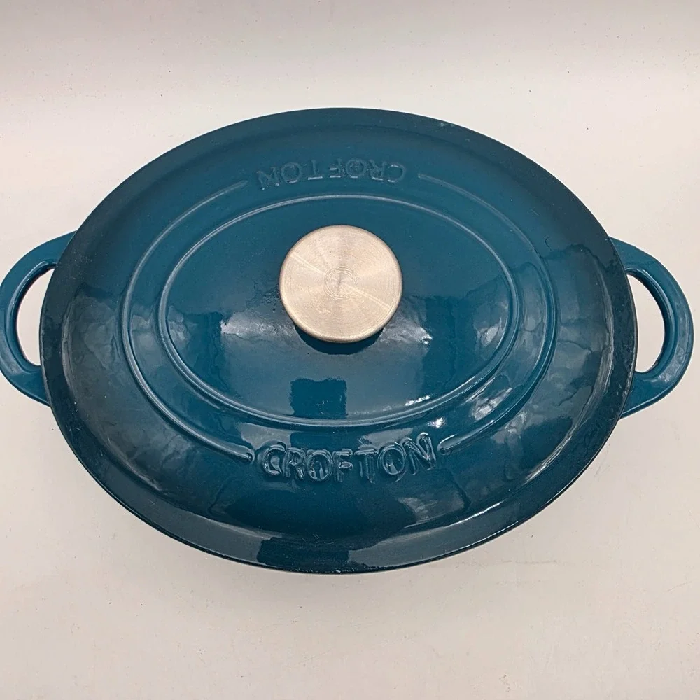 Crofton Professional Cast Iron French Oven Turquoise Enamel -4.6 Qt / 4 Liter